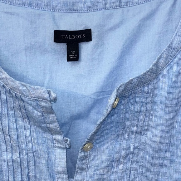 Talbots Pin tuck Linen Popover Striped Dress - Picture 4 of 7